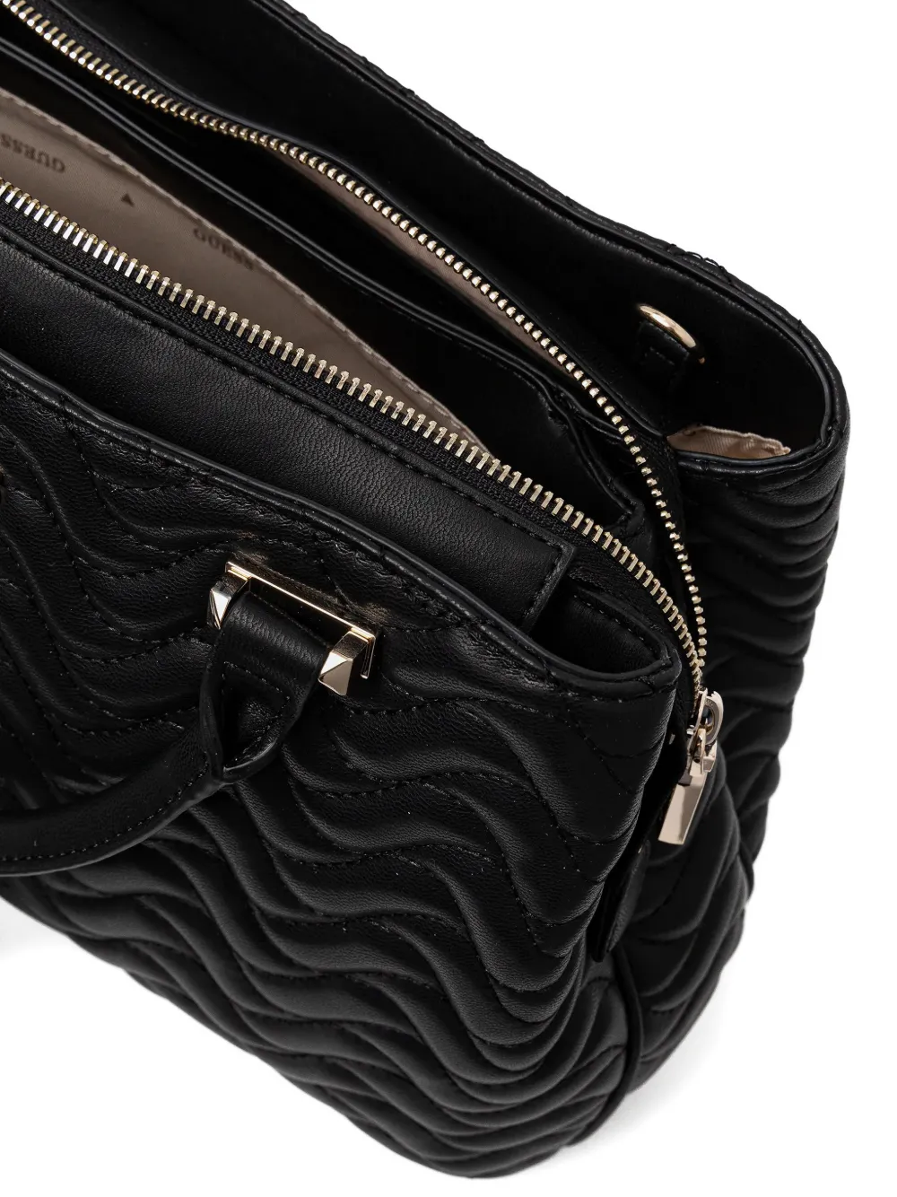 Guess Usa Logo-lettering Satchel Bag In Black