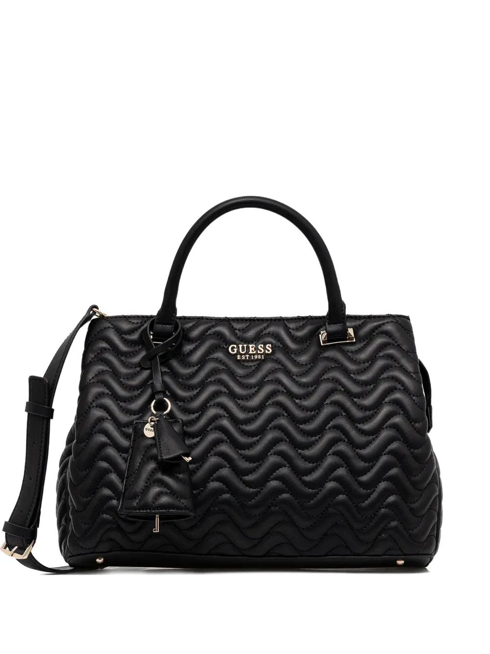 Guess Usa Logo-lettering Satchel Bag In Black