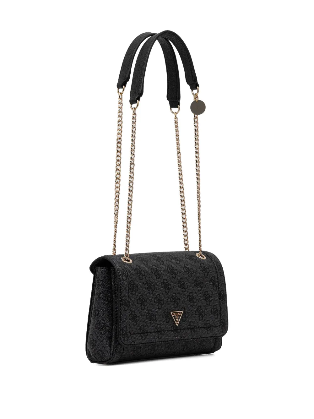 Guess Usa Monogram-pattern Satchel Bag In Black
