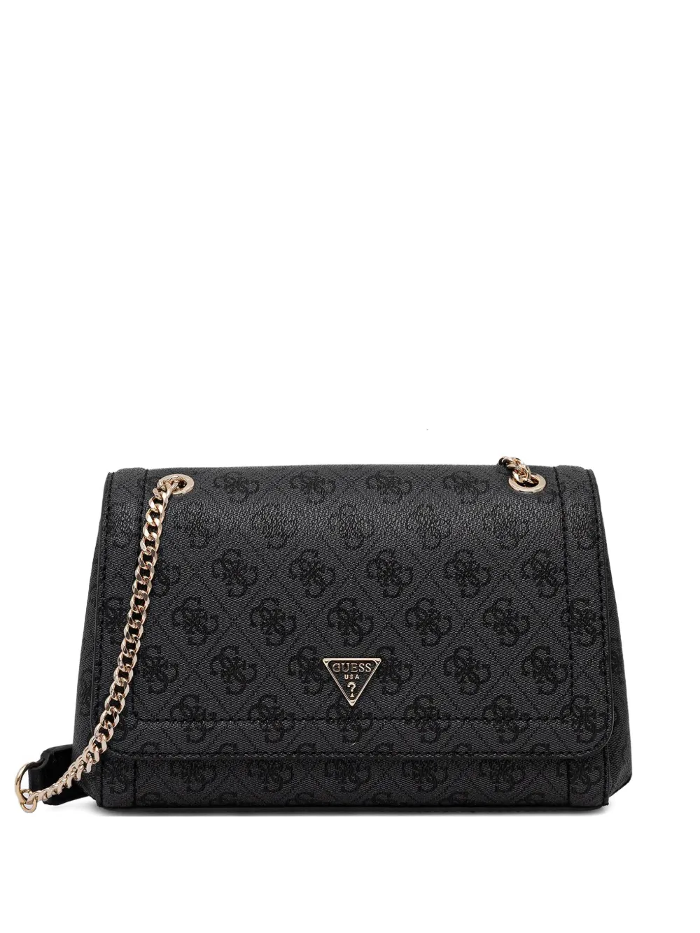 Guess Usa Monogram-pattern Satchel Bag In Black
