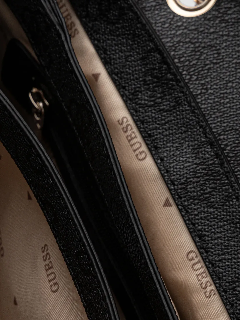 Guess Usa Monogram-pattern Satchel Bag In Black