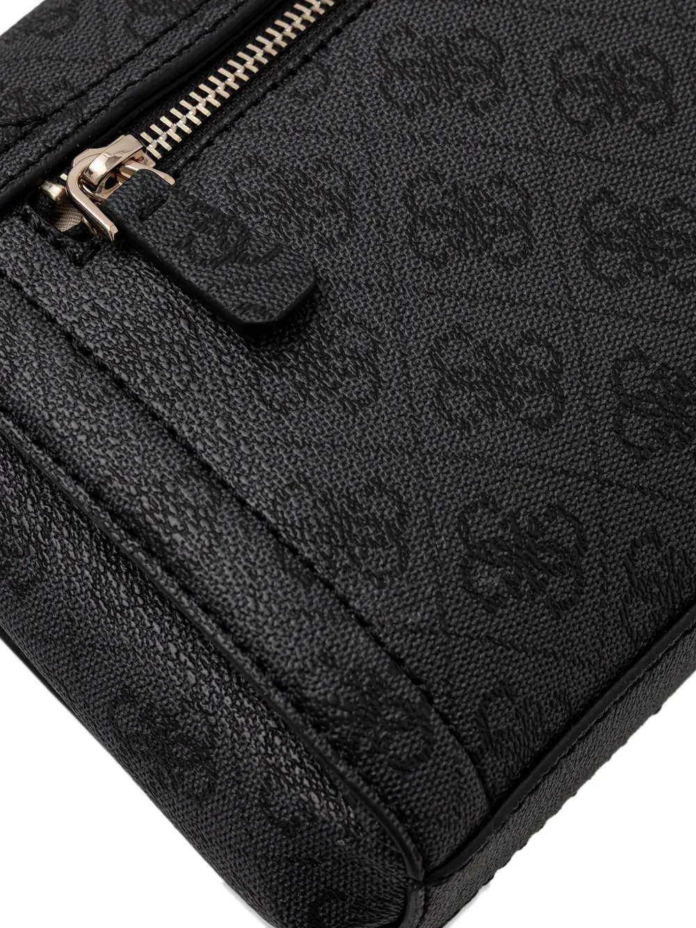 Guess Usa Monogram-pattern Satchel Bag In Black