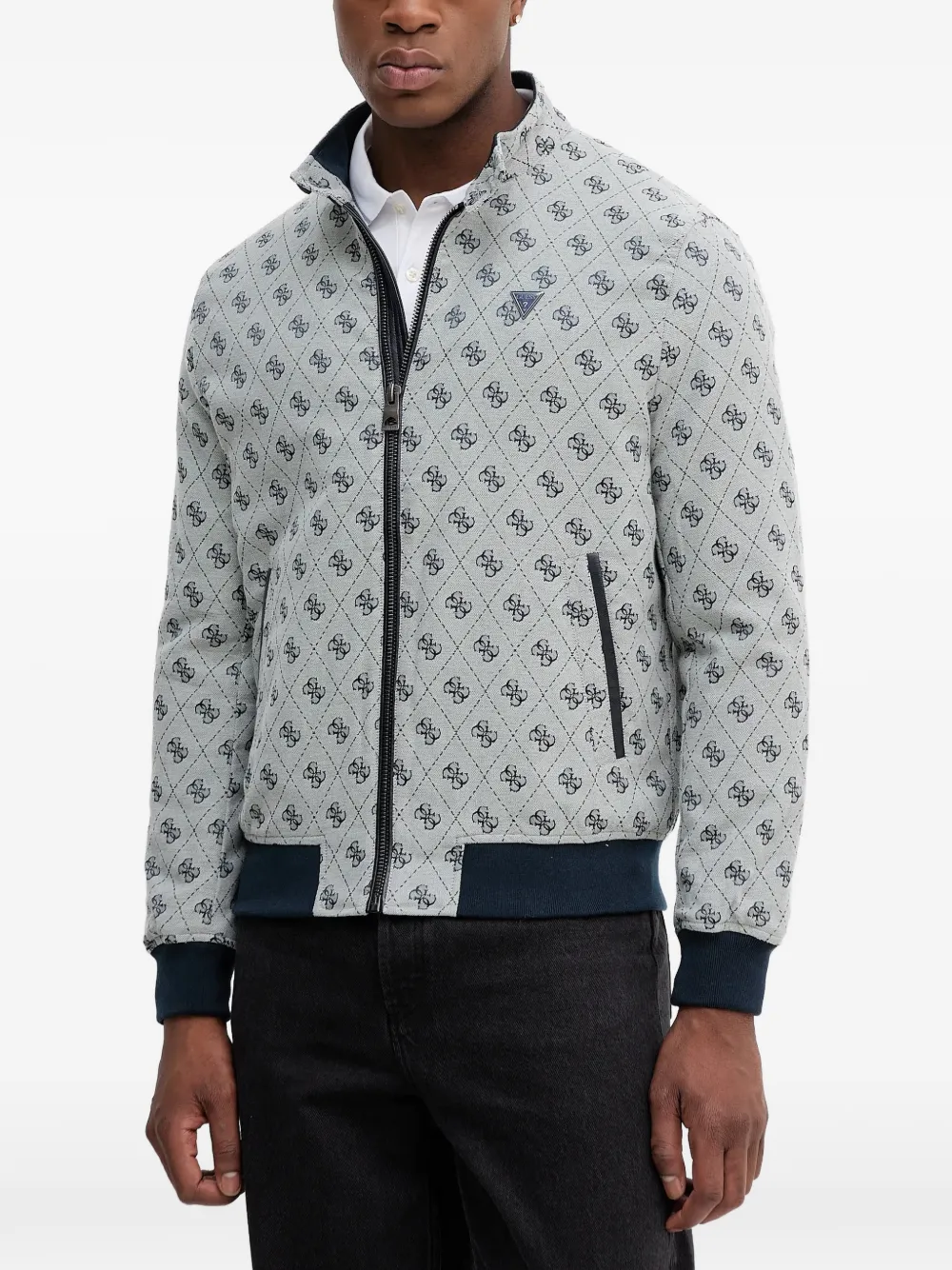 GUESS USA jacquard 4G patterned zip jacket | Grey | Image 1