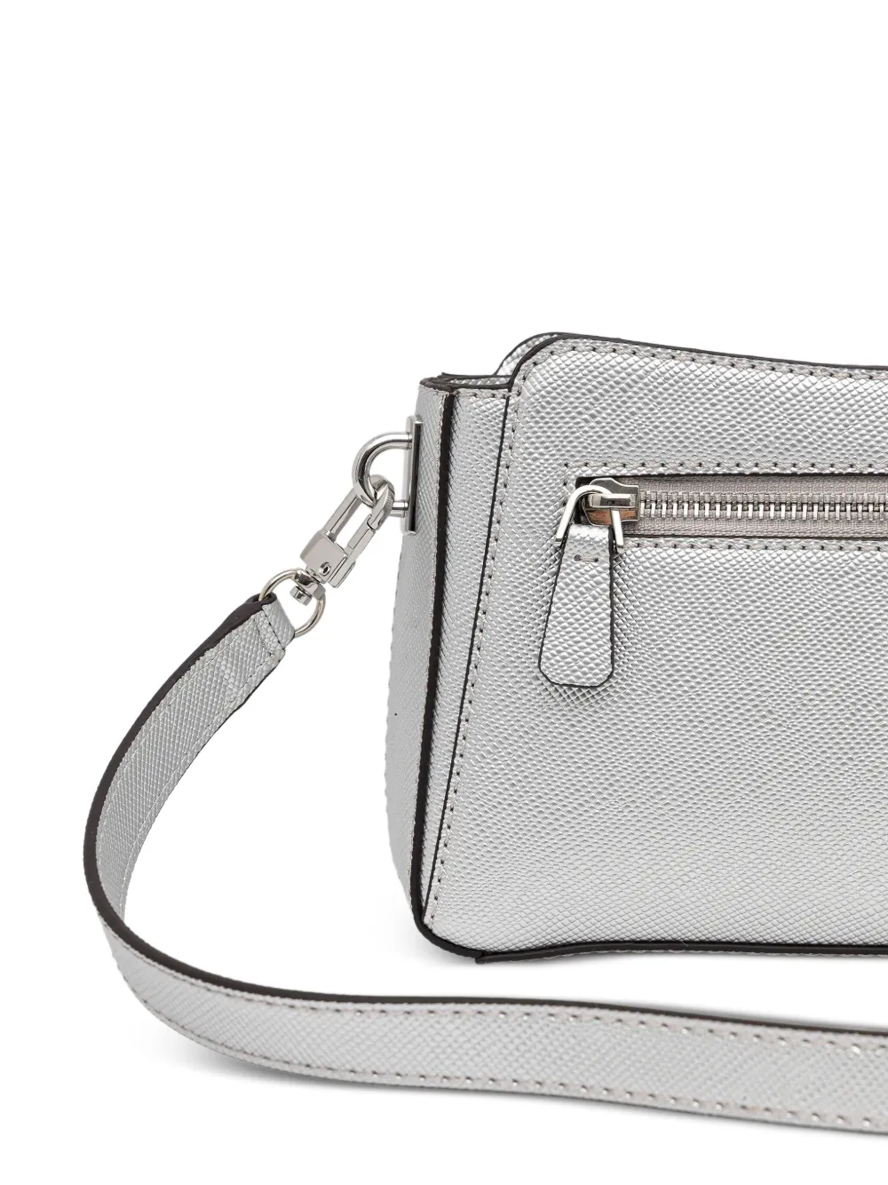 Guess Usa Metallic-finish Satchel Bag In Silver