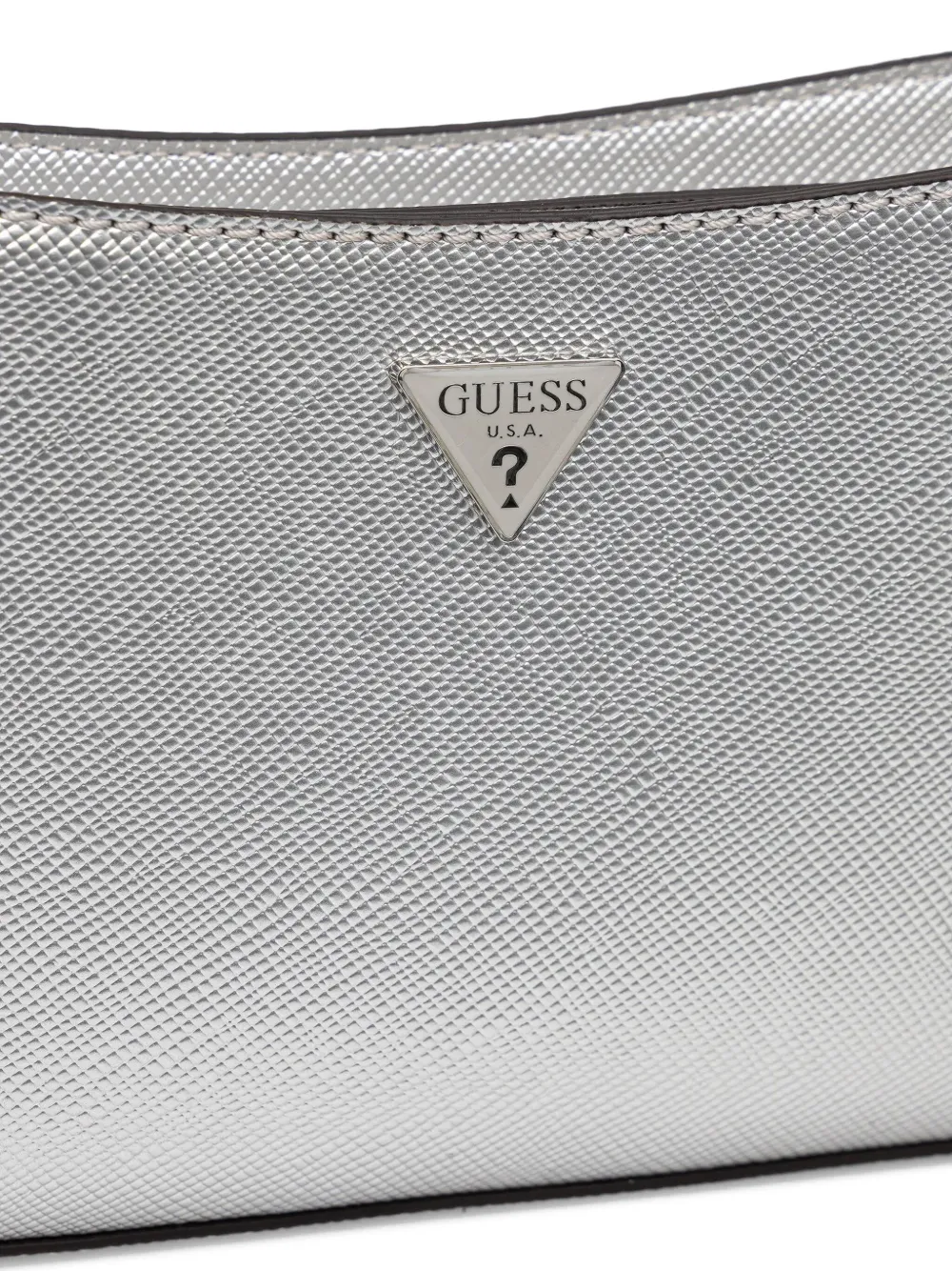 Guess Usa Metallic-finish Satchel Bag In Silver