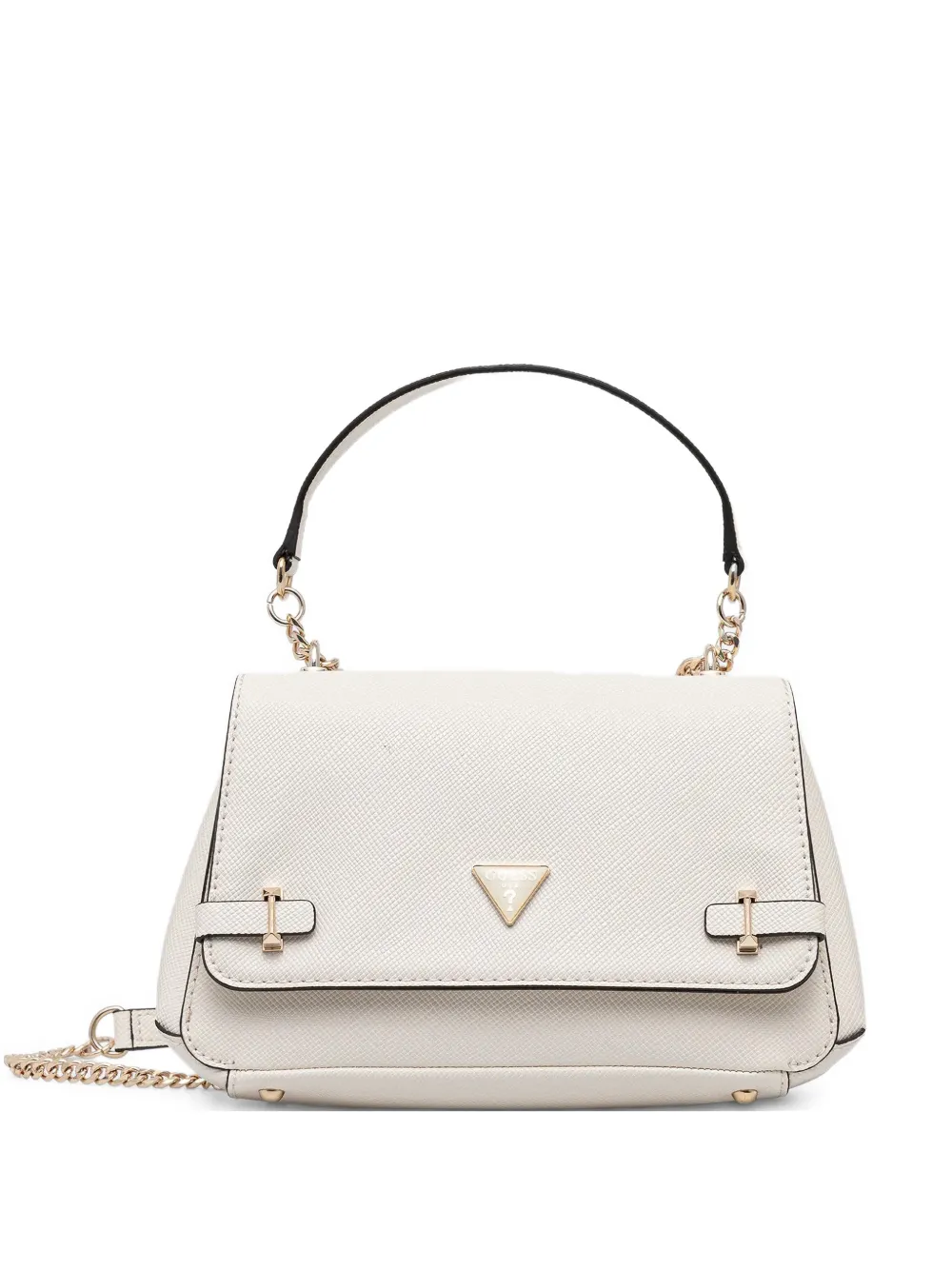 GUESS USA Rosalba chain triangle cross body bag – White