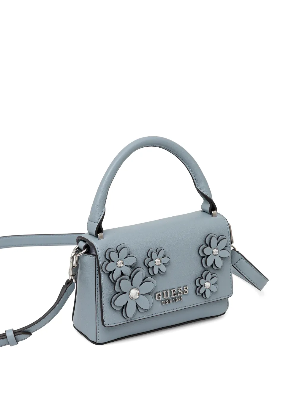 Guess Usa Mini Zaria Flower-appliqué Tote Bag In Blue