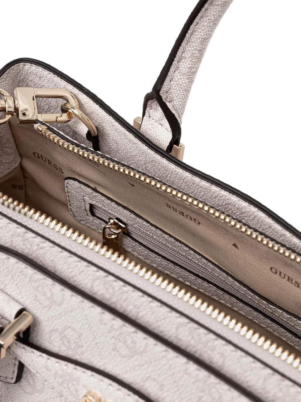 Guess Usa Monogram Padlock Tote Bag In White