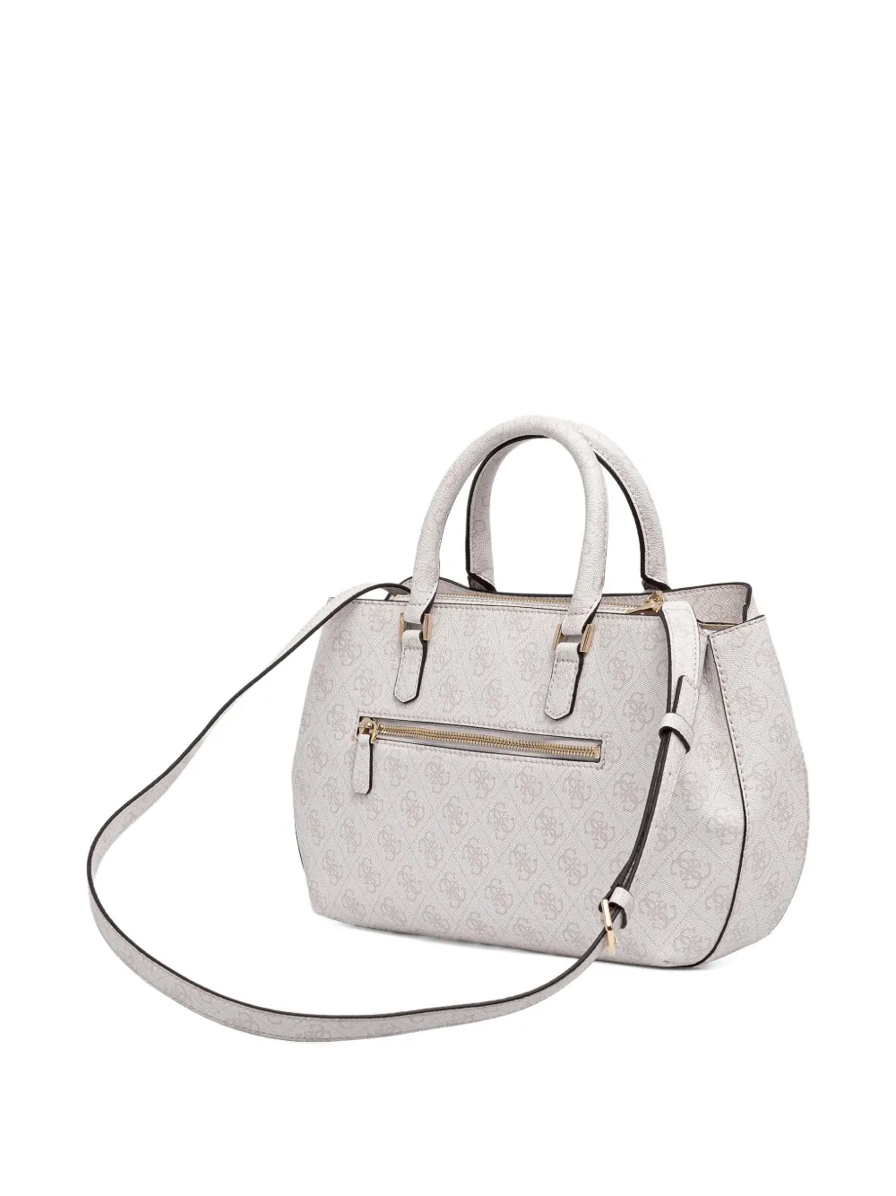 Guess Usa Monogram Padlock Tote Bag In White
