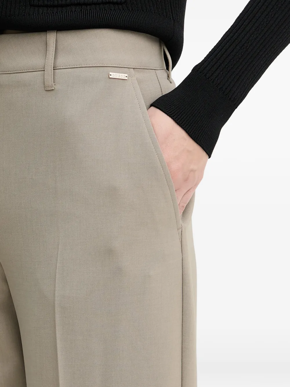 Guess Usa Tab Detail Trousers In Neutral