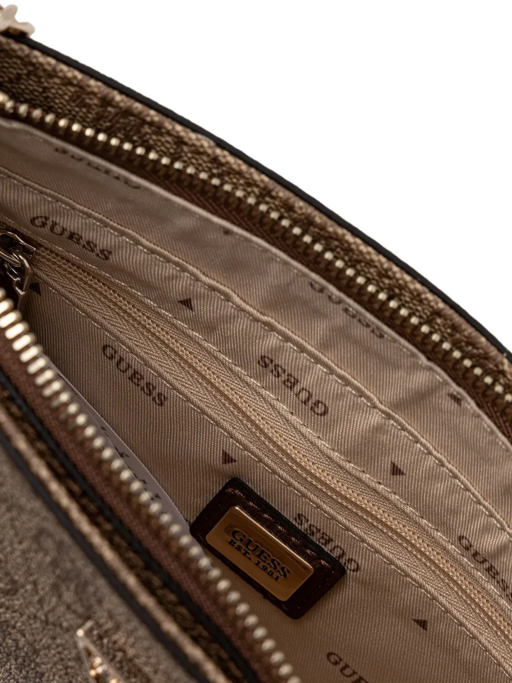GUESS USA Schoudertas met logoplakkaat Beige