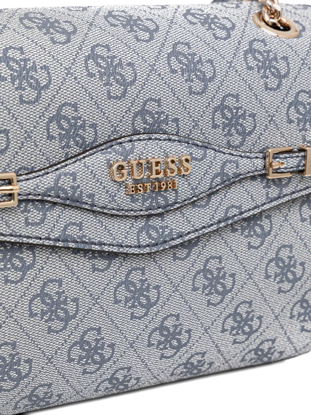 Guess Usa Monogram-pattern Chain Satchel Bag In Gray