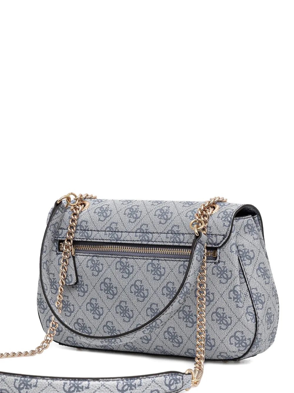 Guess Usa Monogram-pattern Chain Satchel Bag In Gray