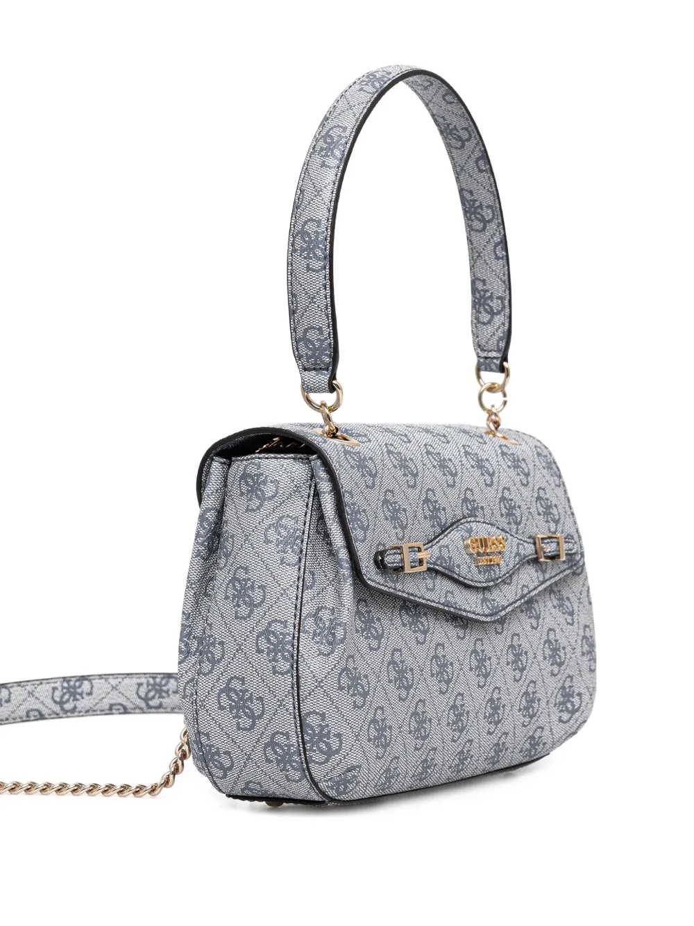 Guess Usa Monogram-pattern Chain Satchel Bag In Gray
