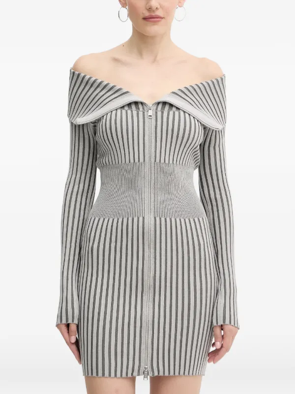 guess grey dress Guess Striped Zip-fastening Mini Dress
