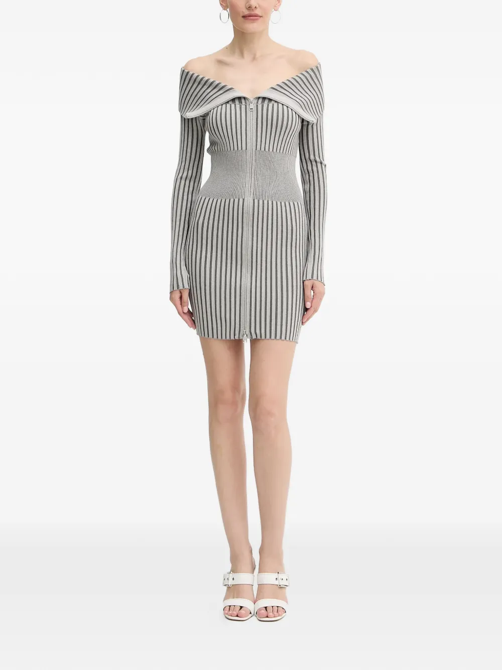 GUESS USA striped zip-fastening mini dress - Grijs