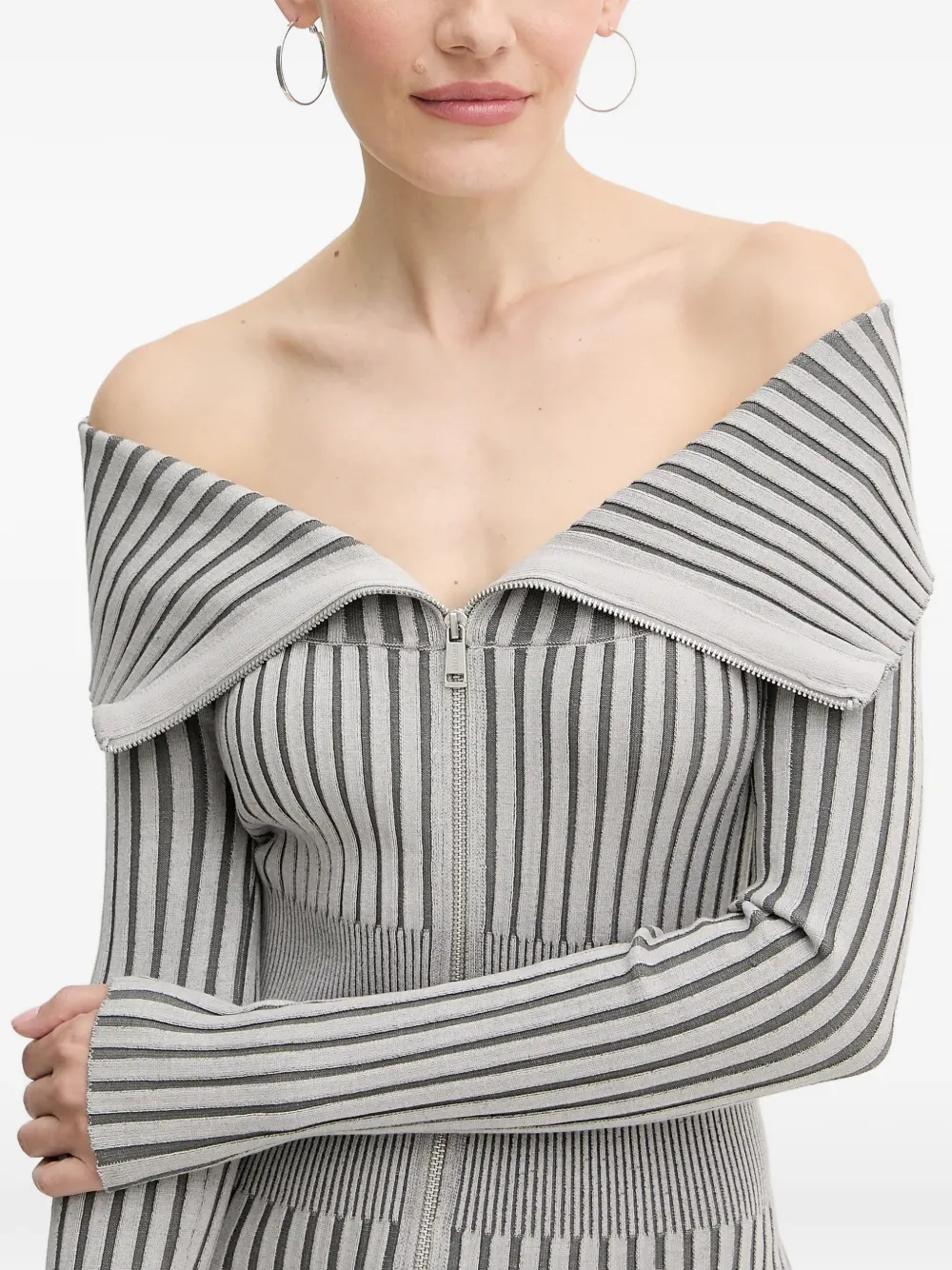 GUESS USA Gestreepte mini-jurk met ritssluiting Grijs