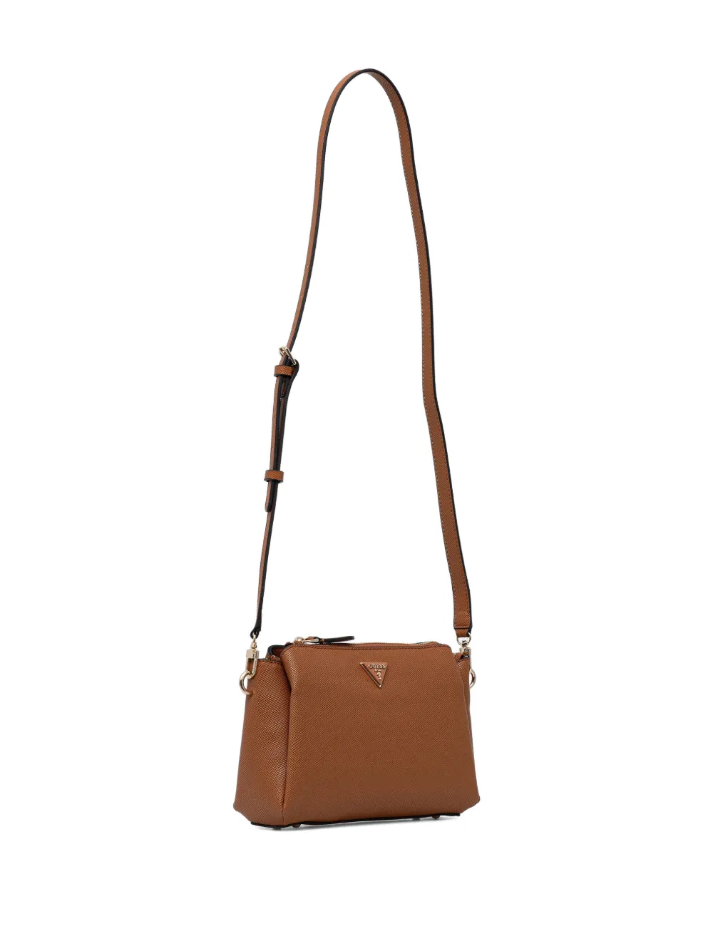 Guess Usa Triangle-logo Cross Body Bag In Brown
