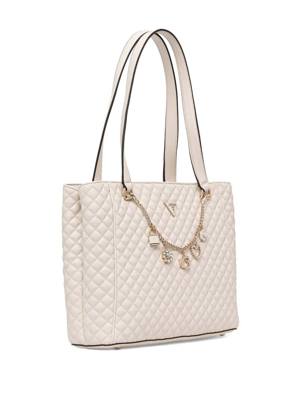 GUESS USA quilted charm-detailing tote bag - Beige
