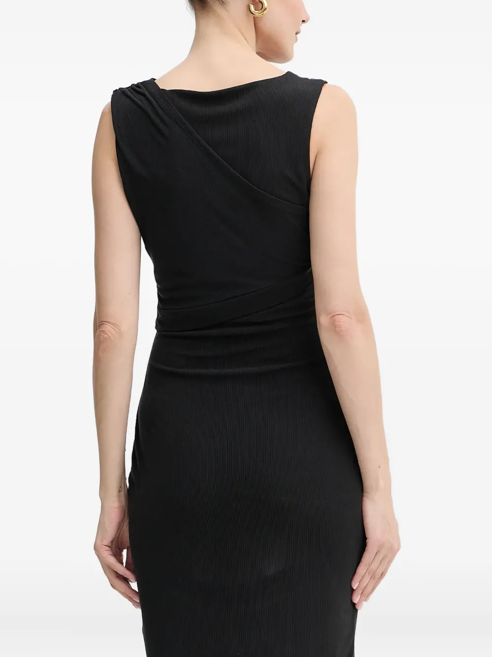 GUESS USA Gedrapeerde verfraaide midi-jurk Zwart