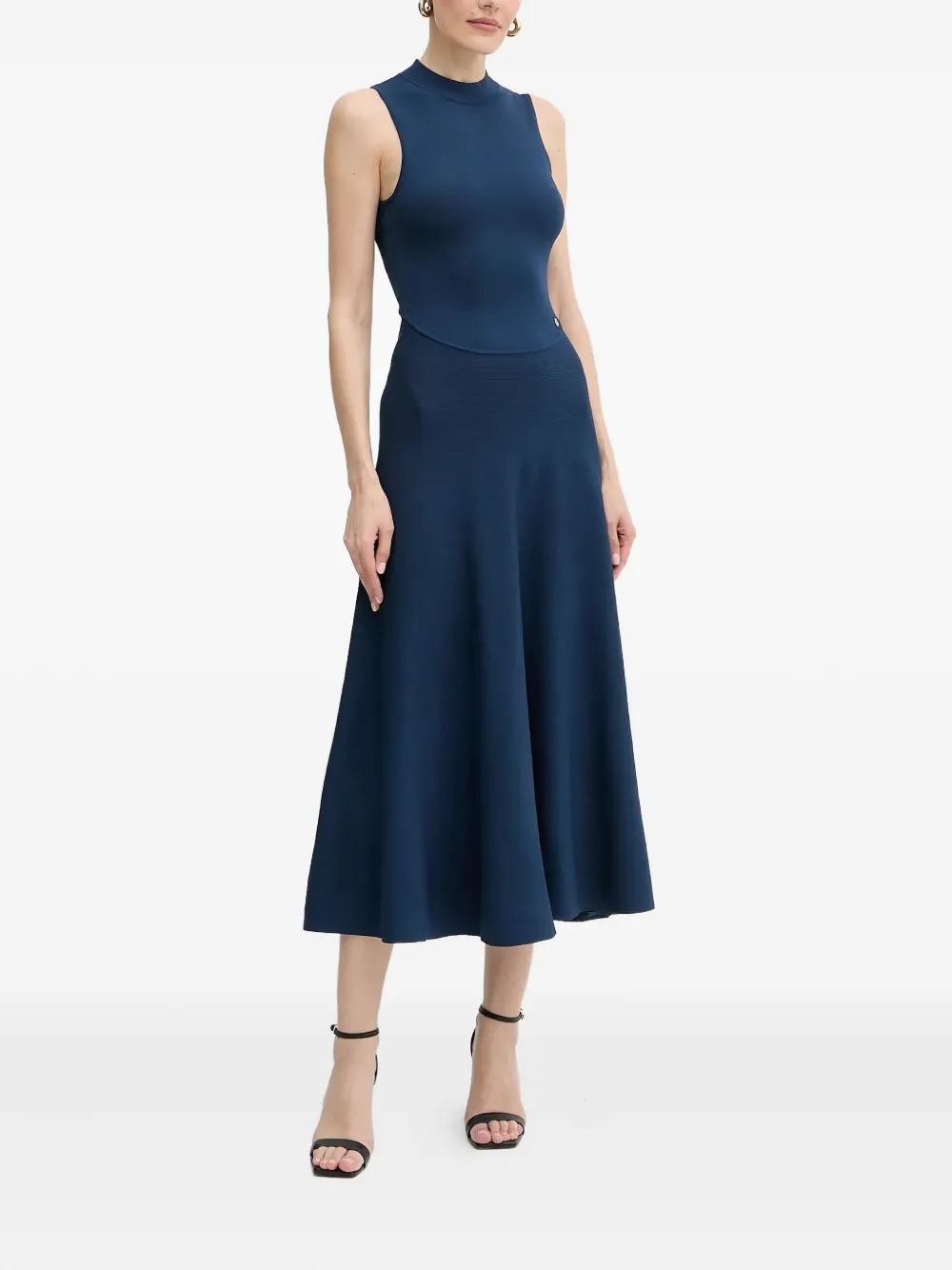 GUESS USA Flared midi-jurk met opstaande hals - Blauw