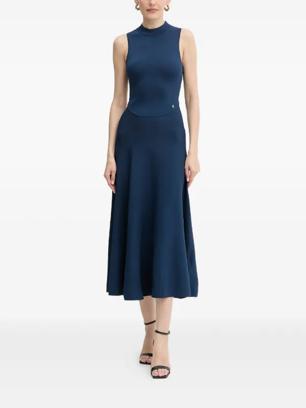 GUESS USA mock-neck Flared Midi Dress | Blue | FARFETCH