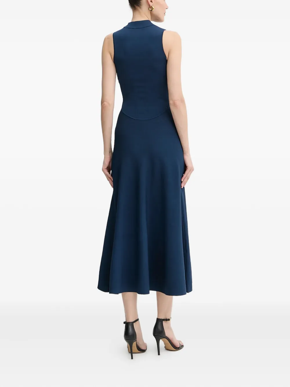 Guess Usa Mock-neck Flared Midi Dress In Black