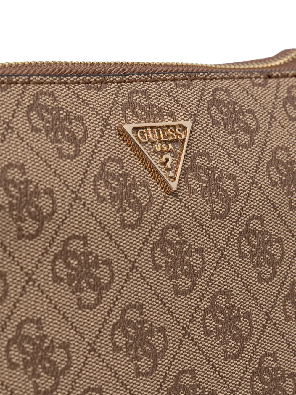Guess Usa Zip Monogram Cross Body Bag In Brown
