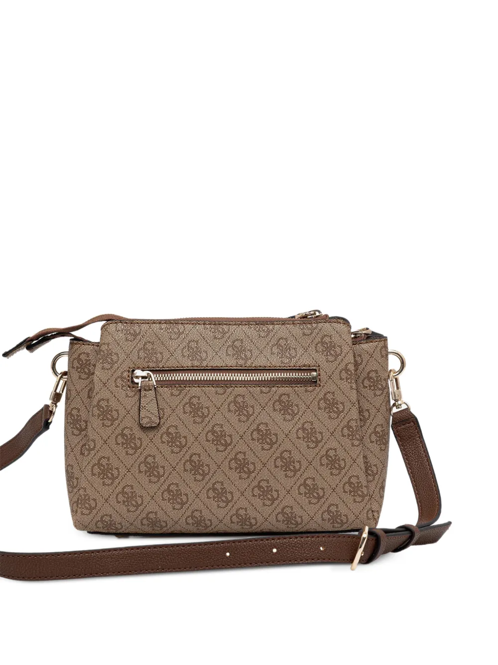 Guess Usa Zip Monogram Cross Body Bag In Brown