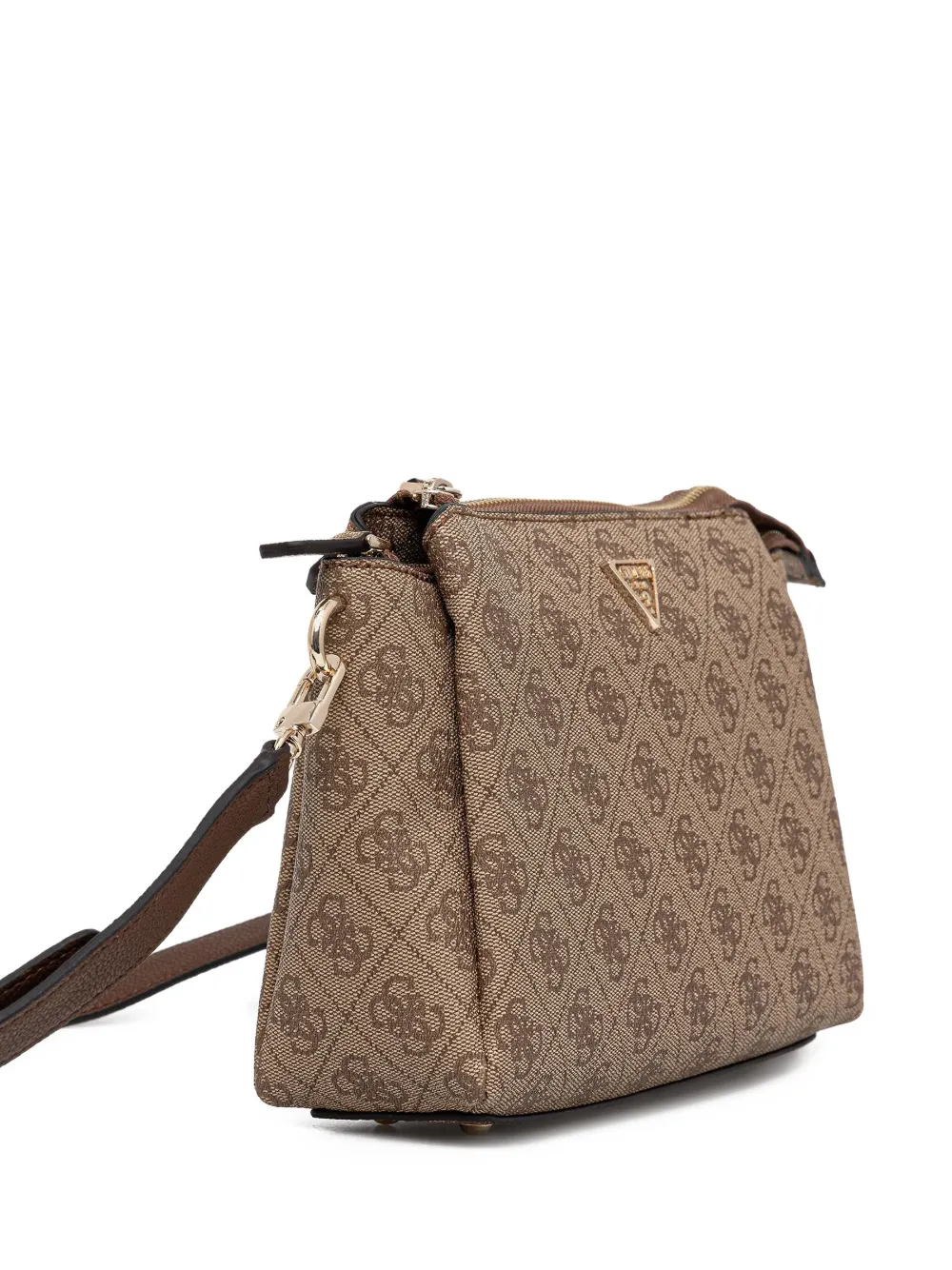 Guess Usa Zip Monogram Cross Body Bag In Brown