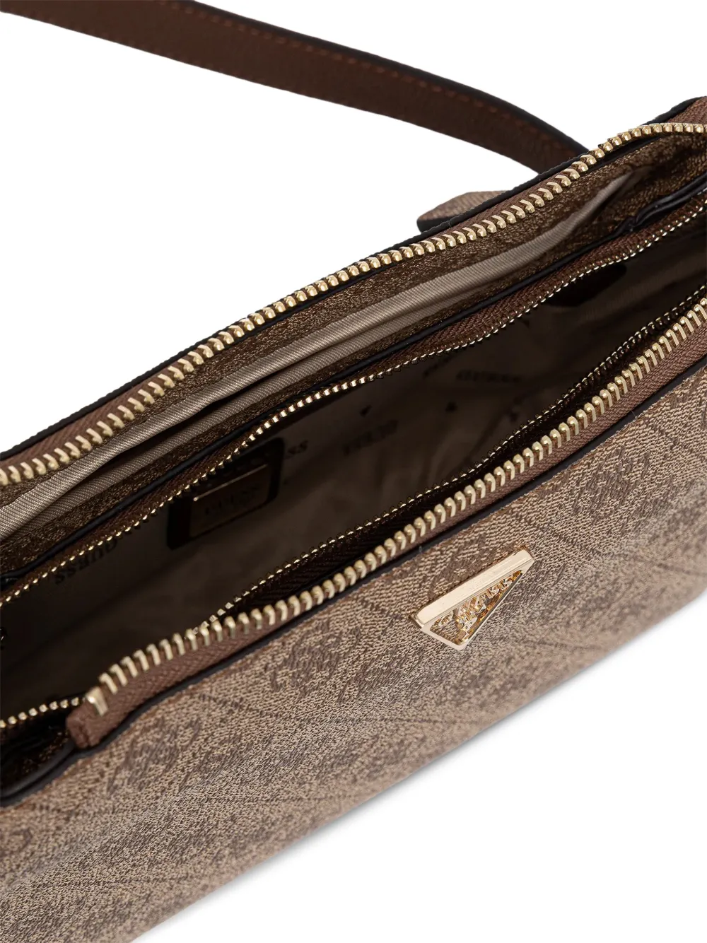 Guess Usa Zip Monogram Cross Body Bag In Brown