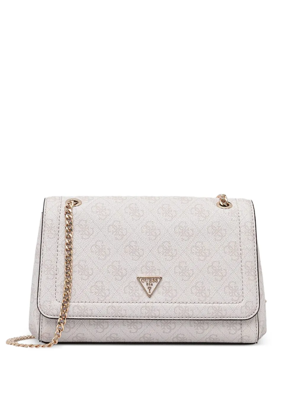 Guess Usa Logo-plaque Satchel Bag In Neutral