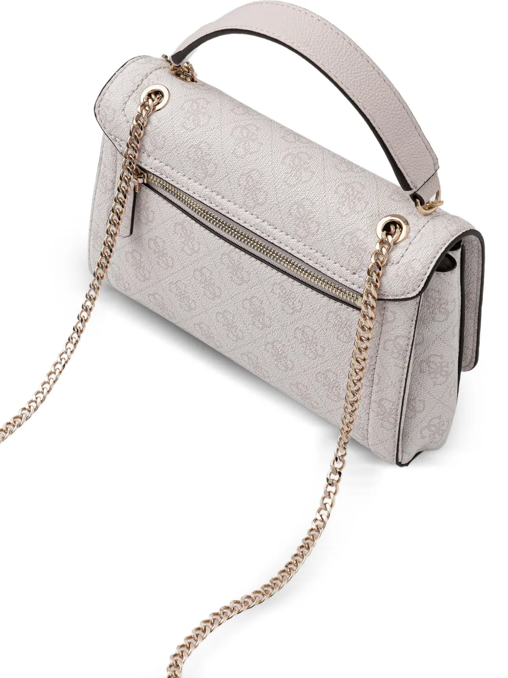 Guess Usa Logo-plaque Satchel Bag In Neutral