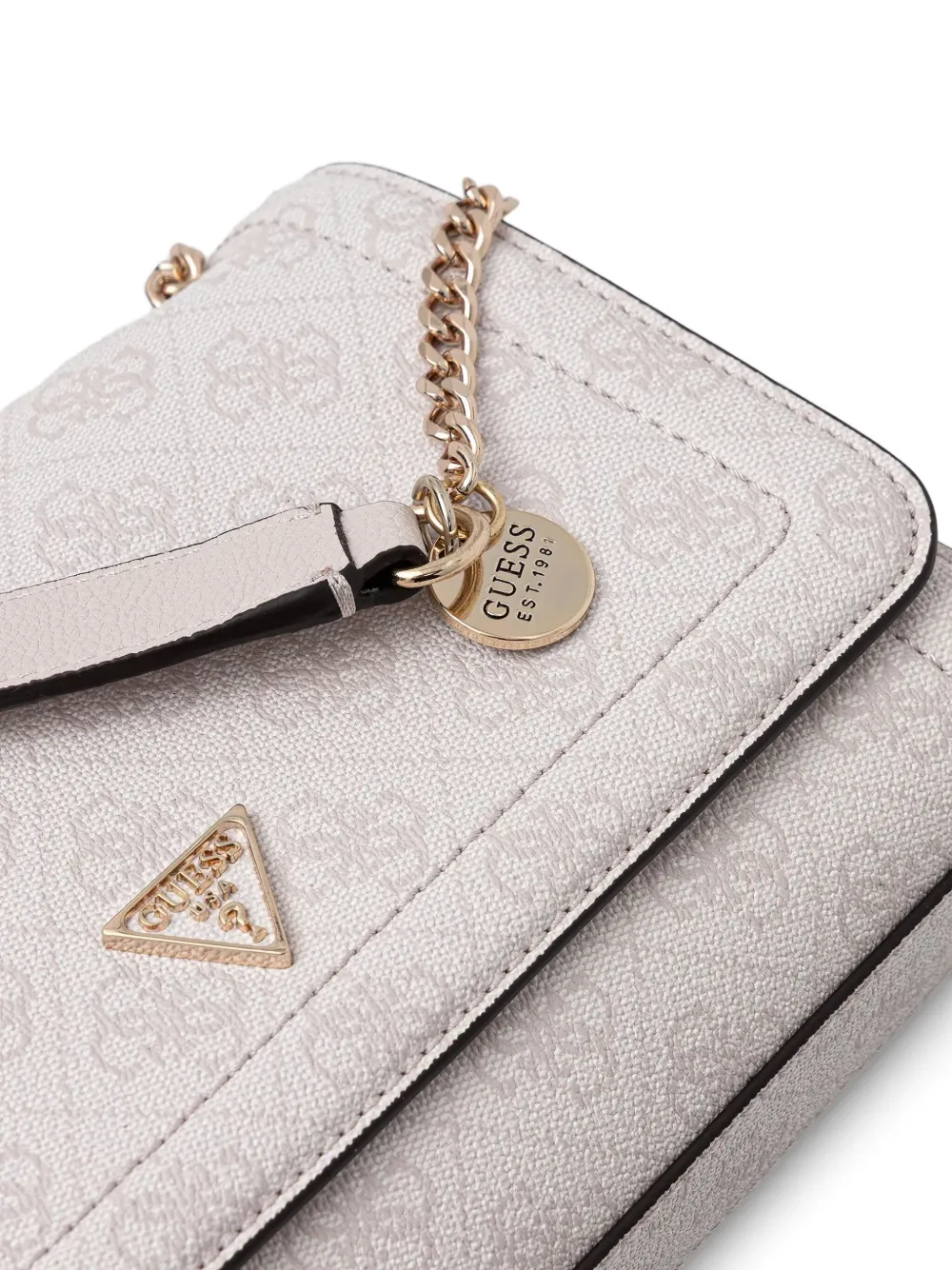Guess Usa Logo-plaque Satchel Bag In Neutral