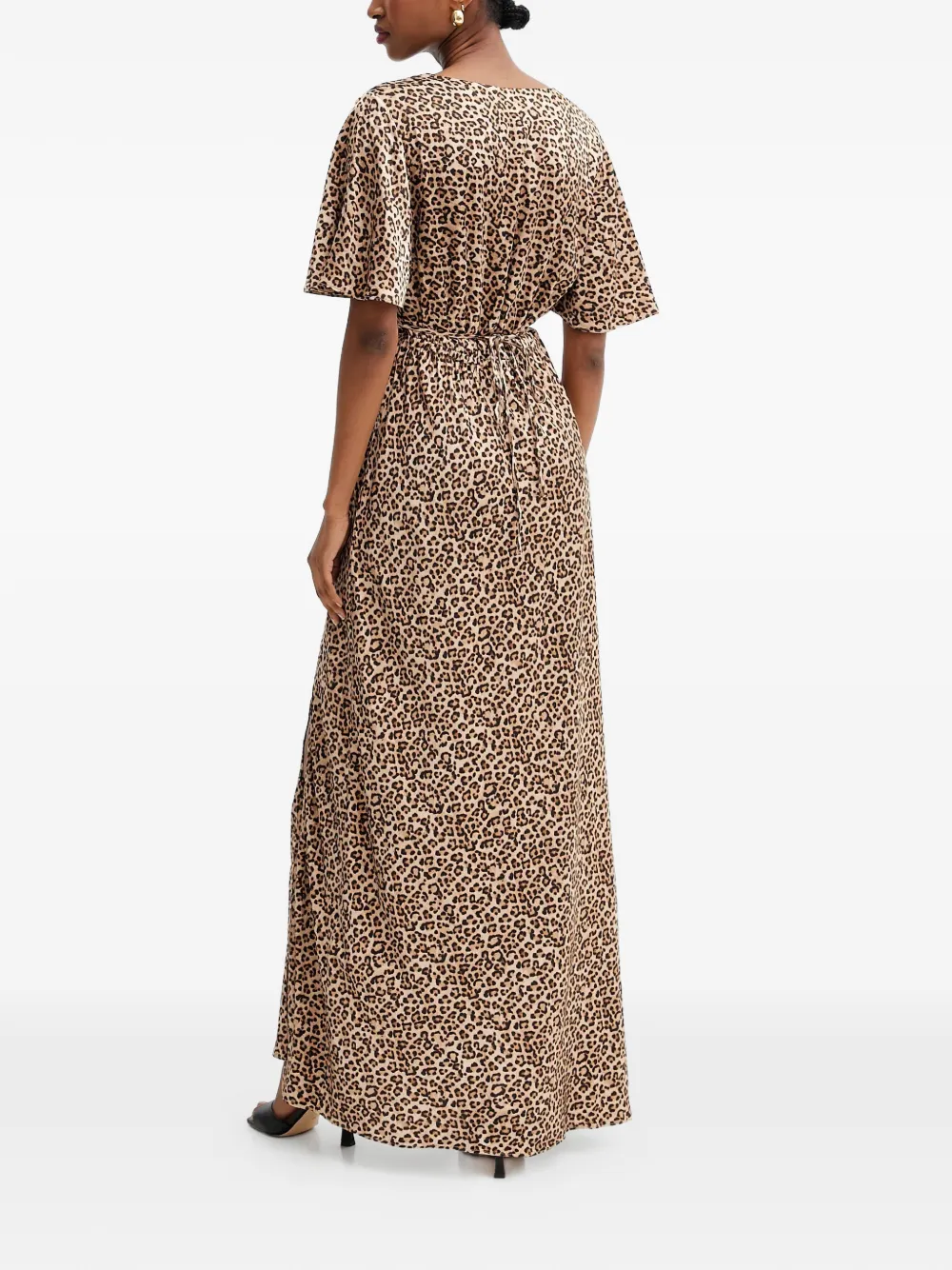 Guess Usa Lace-detail Animal-print Maxi Dress In Brown