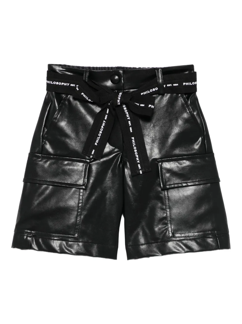 Philosophy Di Lorenzo Serafini Kids cargo-pocket belted shorts Zwart
