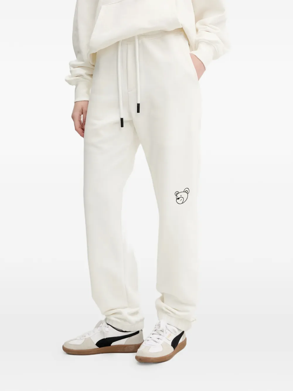 Inbetweeners Graphic-embroidered Drawstring Track Pants In White