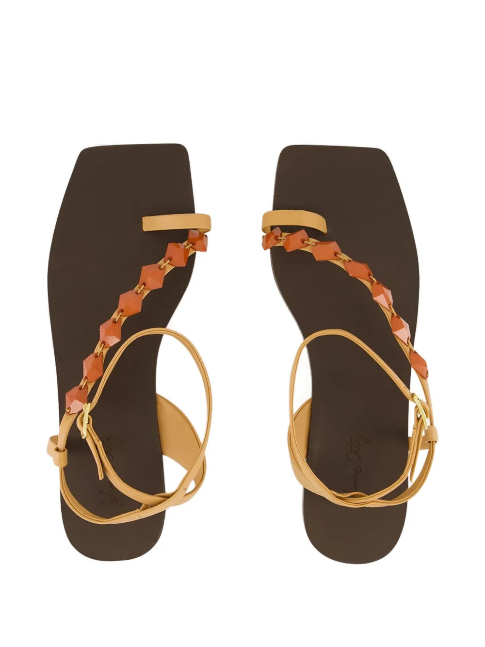 Johanna Ortiz Dazzling Leather Crest Sandals In Neutral