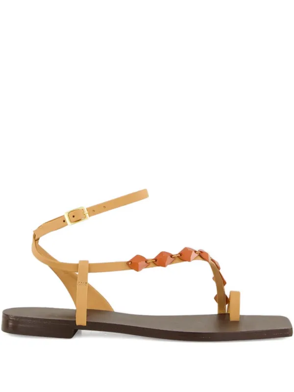 Johanna Ortiz Dazzling Leather Crest Sandals in Neutrals