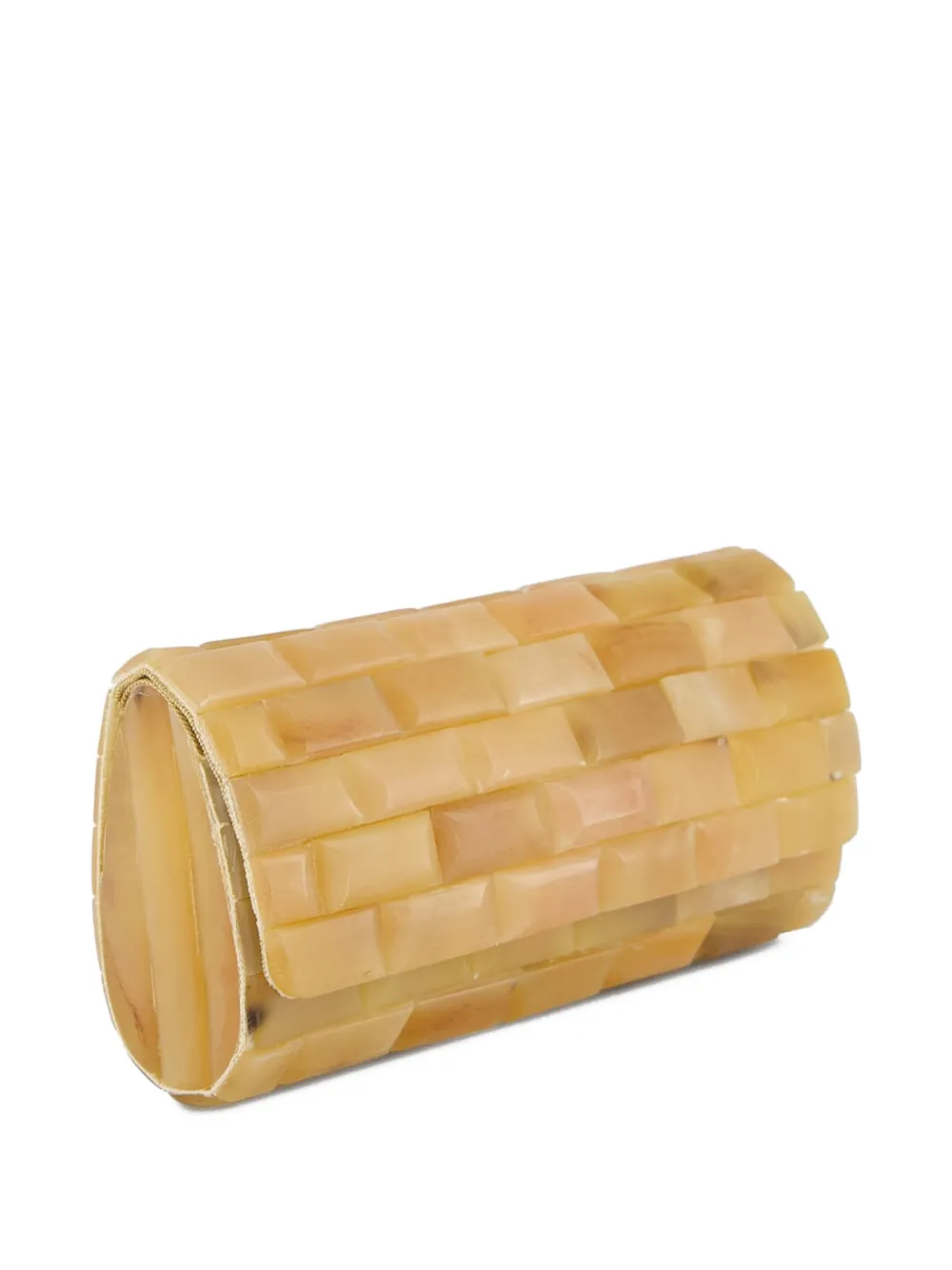 Glorinha Paranaguá Anouska clutch met baksteen-patroon Beige