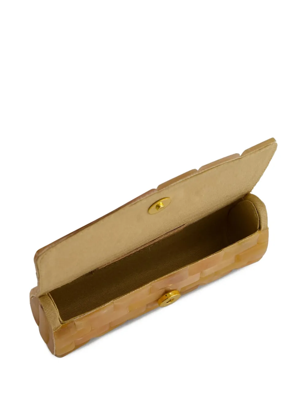 Glorinha Paranaguá Anouska clutch met baksteen-patroon Beige