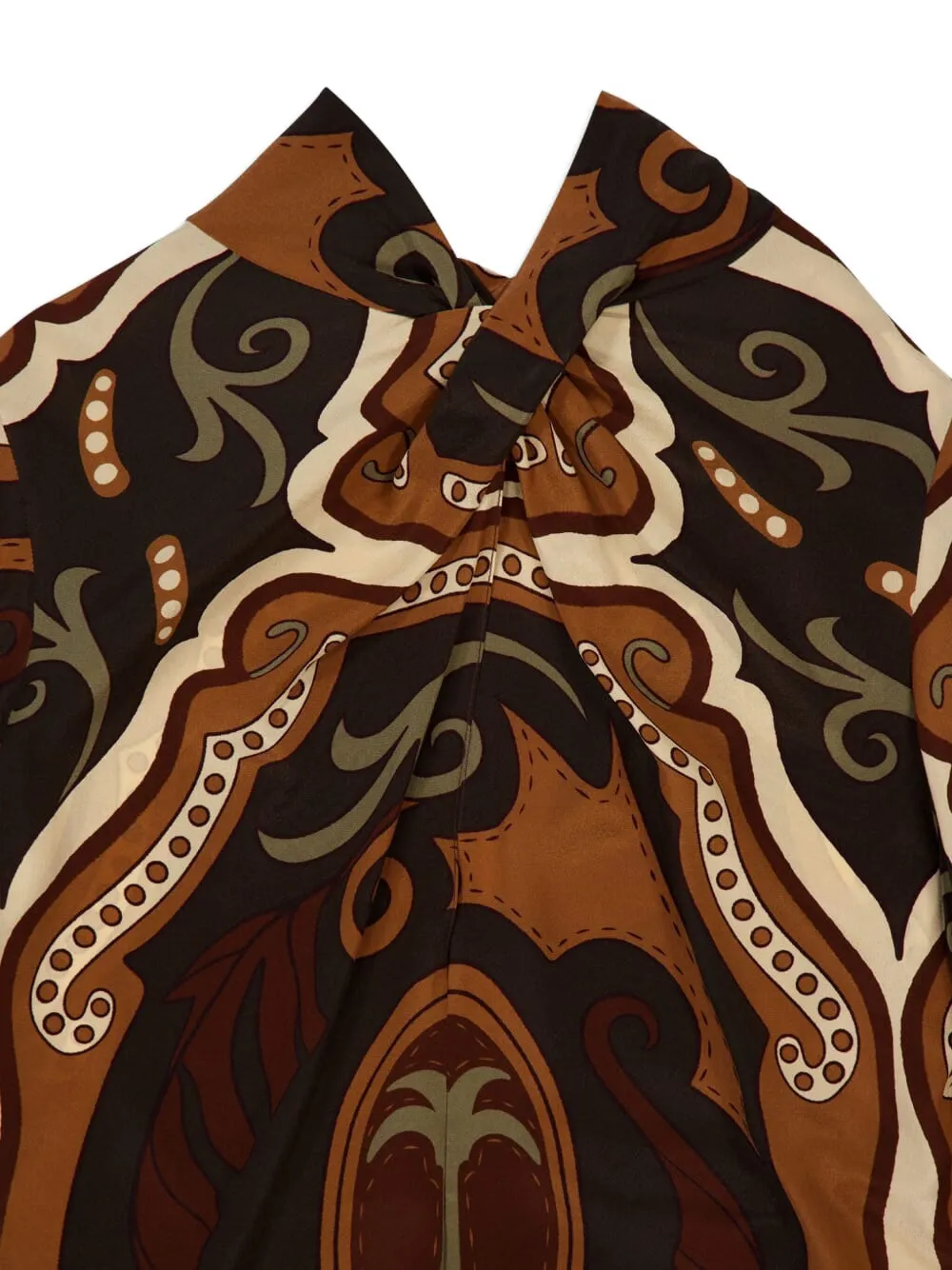 Johanna Ortiz Paisley-print High-neck Blouse In Brown