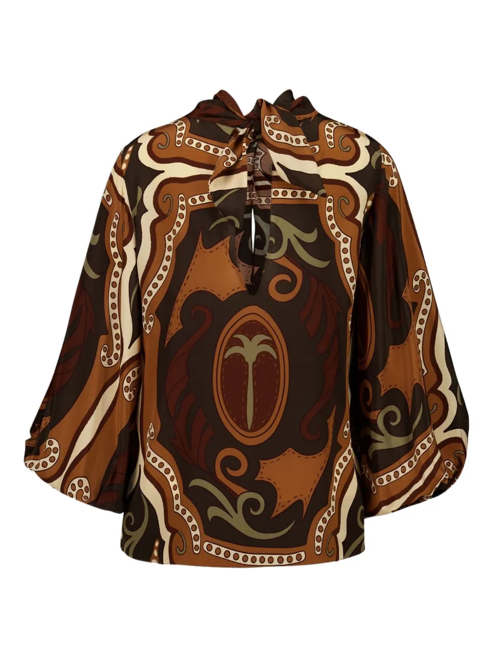 Johanna Ortiz paisley-print high-neck blouse - Bruin