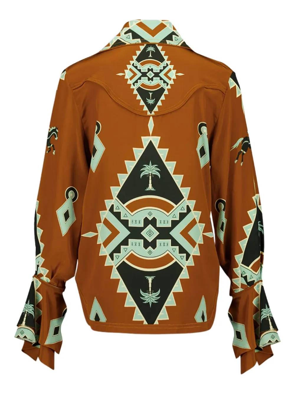 Johanna Ortiz geometric-print V-neck shirt - Bruin