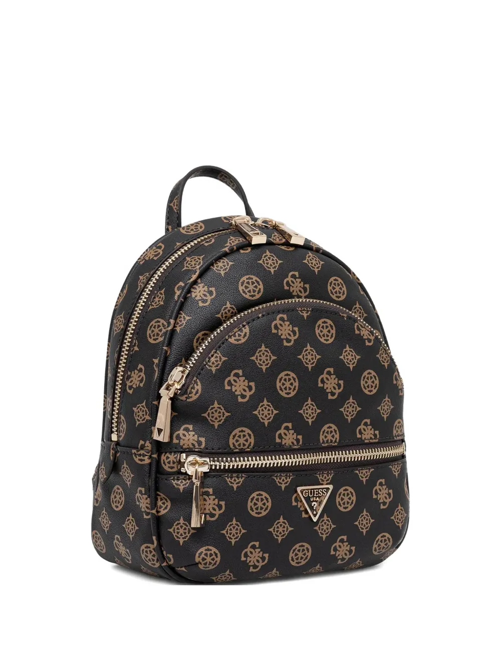 Guess Usa Monogram-pattern Zip-around Backpack In Black