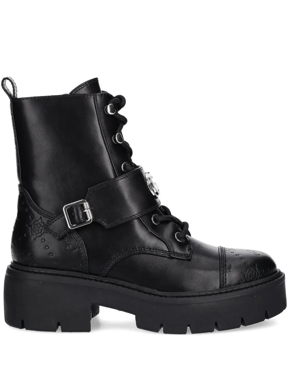 GUESS USA buckle-embellished combat boots Black