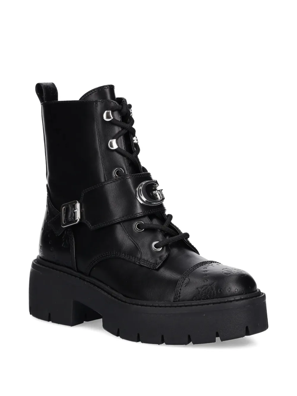 GUESS USA buckle-embellished combat boots Black