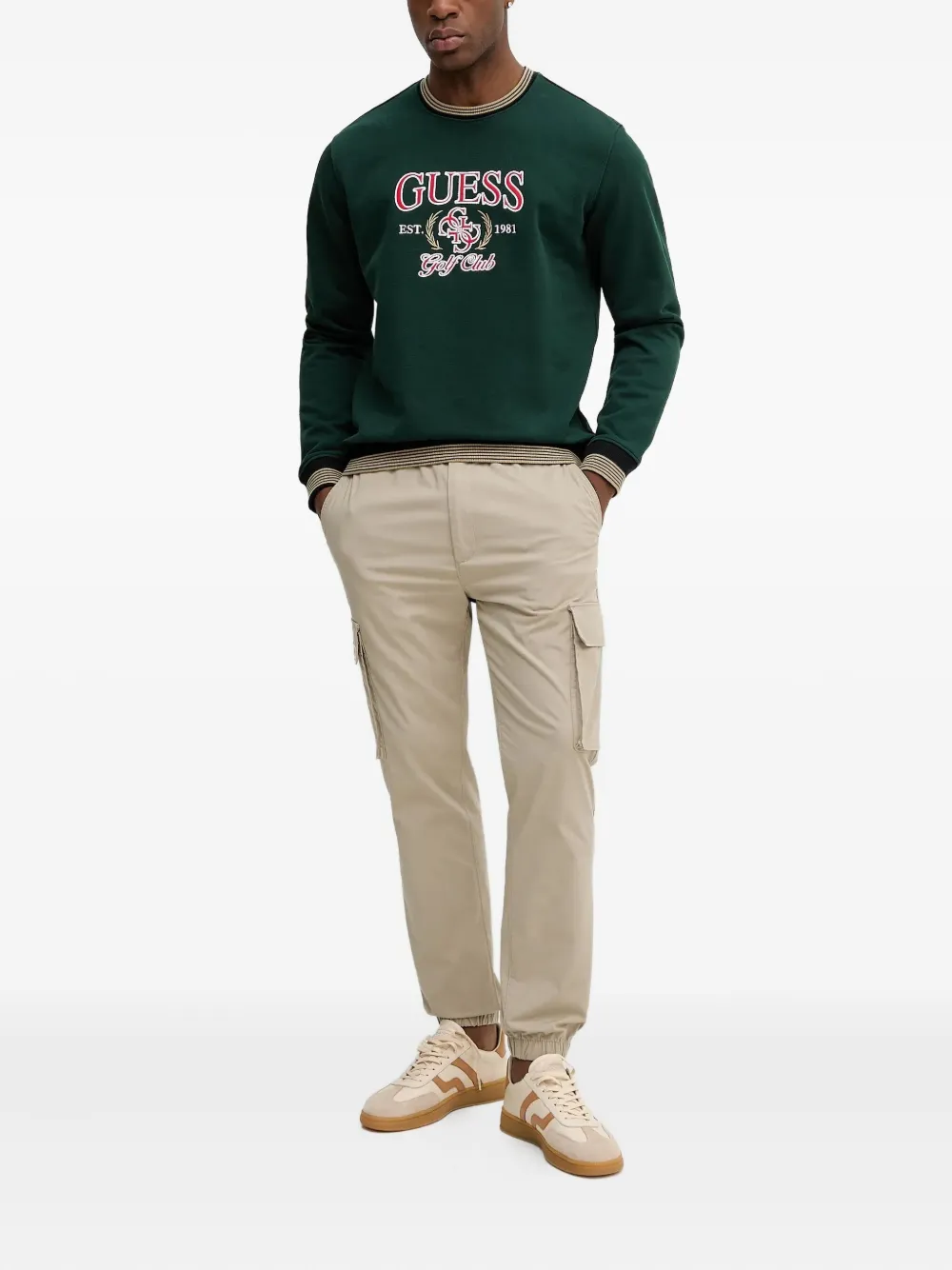 GUESS USA Sweater met borduurwerk - Groen