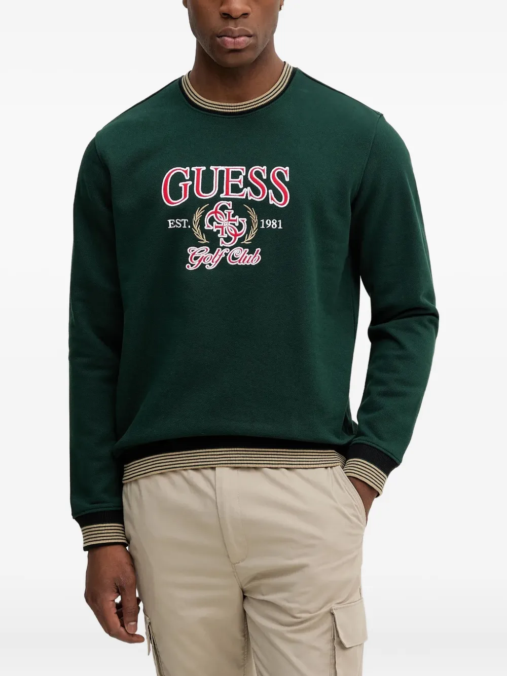 GUESS USA Sweater met borduurwerk Groen