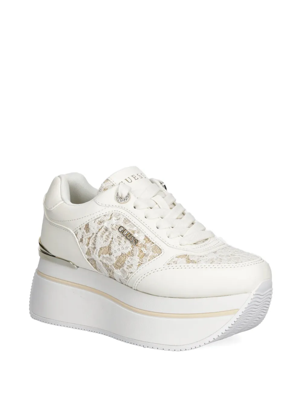Guess Usa Lace Platform Sneakers In White